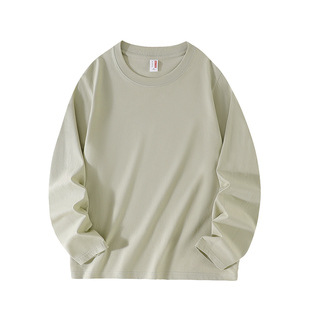 200g重磅长袖t恤男纯棉厚实宽松纯色白色T春秋卫衣日系圆领打底衫