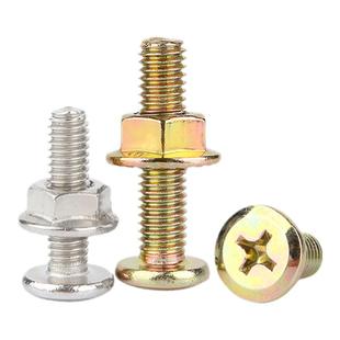 镀镍倒边大平头十字螺丝螺母套装法兰螺母彩锌斜圆头家具螺栓M6M8