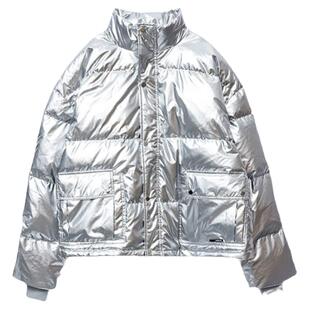 CAT卡特彼勒男装羽绒服加厚保暖白鸭绒外套冬季亮面银色加宽休闲