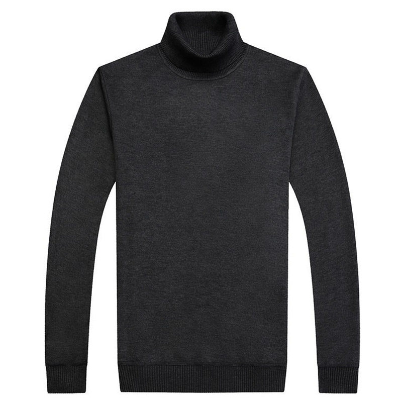 男士毛衣高领加厚加绒秋冬季韩版修身针织衫纯色保暖大码打底衫衣