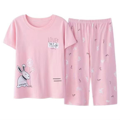 女款纯棉带胸垫睡衣套装