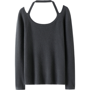 心动秀场C位！挂脖大圆领纯山羊绒衫女纯羊绒毛衣针织打底衫秋冬