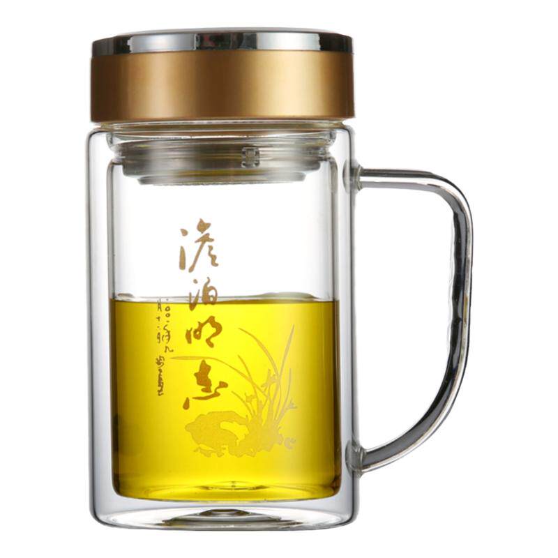 渊之源380ML办公杯双层玻璃杯