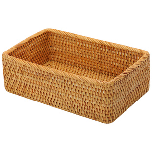 秋藤编收纳筐桌面零食收纳盒草编编织手提篮竹编储物篮子置物篮