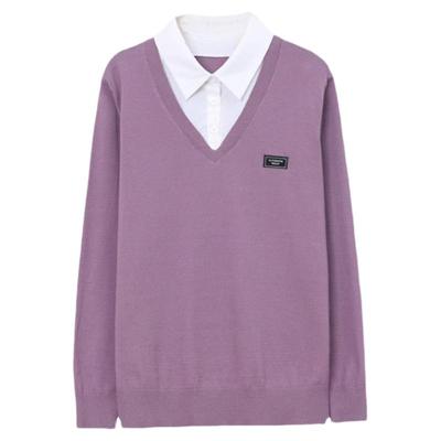 女士假两件毛衣女2023新款秋冬装