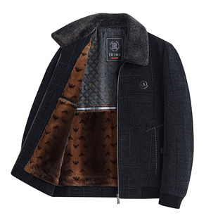 爸爸外套秋冬款加绒加厚中年男士雪尼尔夹克中老年人爷爷保暖男装