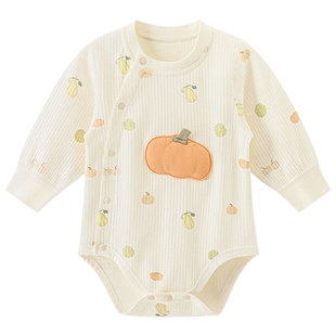 乖奇熊婴儿纯棉连体包屁衣春秋季男女宝宝长袖睡衣服三角哈衣可爱