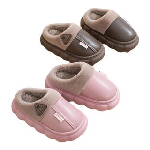 新款秋冬季棉拖鞋男女童踩屎感厚底防滑室内家居冬天加绒保暖棉拖