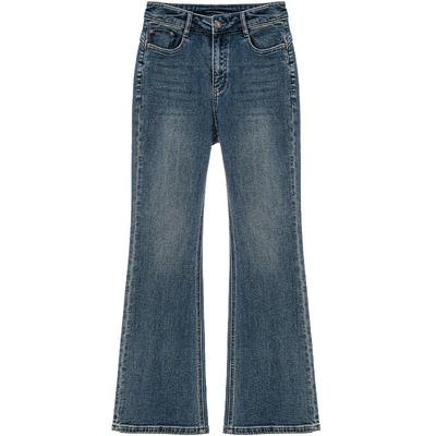 LAGOGO复古修身高腰微喇牛仔裤