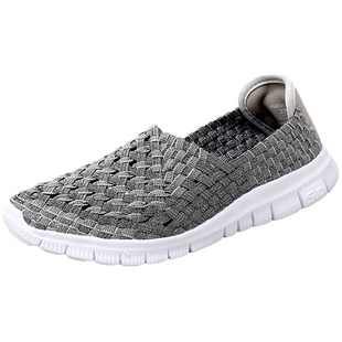 夏季编织鞋女鞋轻便透气网鞋平底韩版镂空懒人鞋女软底休闲鞋子