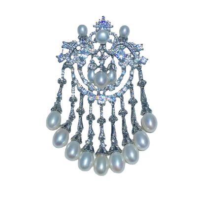 日系高级感复古宫廷风胸针tain然淡水珍珠多珠个性创意饰品胸花