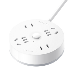 公牛学生宿舍用插座插排usb圆形圆盘多插位排插拖插线板插板带线