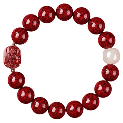 朱砂手链本命佛和田玉手串转运珠