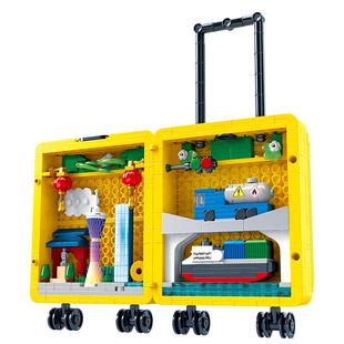 中国行李箱模型儿童礼物小颗粒拼装广州塔小蛮腰玩具积木女孩摆件