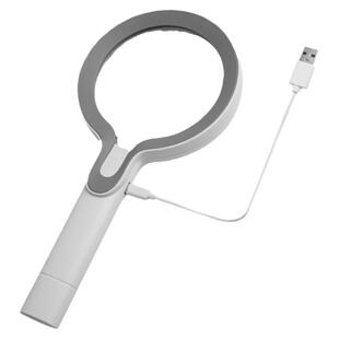 手持放大镜USB可充电带led灯老人阅读高清老花眼用10倍挑刺高倍