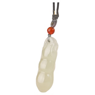 和田玉福豆吊坠四季豆挂坠豆荚挂件天然晴水玉坠女友生日礼物项链