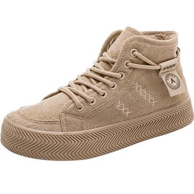 人本厚底橡胶加绒百搭休闲高帮鞋