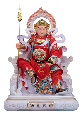 汉白玉彩绘五显华光大帝神像供奉