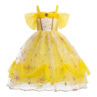 迪士尼女宝宝白雪公主裙女童爱洛睡美人冰雪爱莎公主蓬蓬礼服裙夏