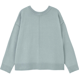 出口日本外贸2022春季女装前后两穿落肩圆领毛衣单排扣开衫针织衫