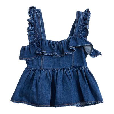 pushBUTTON女士时尚设计感花边牛仔背心银泰百货精品 301596