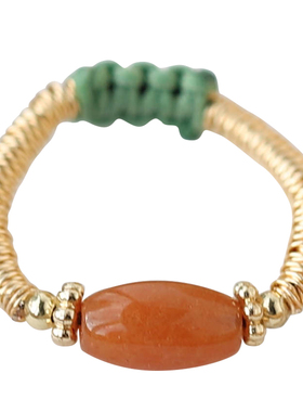 纯手工编织水晶玉石戒指戒环秀气