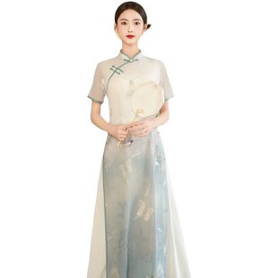 新中式显瘦改良奥黛旗袍2026新款年轻款日常可穿文艺茶艺服连衣裙