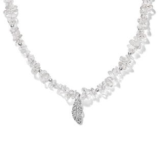 [新品]HEFANG何方珠宝白水晶羽毛项链锁骨链轻奢生日礼物