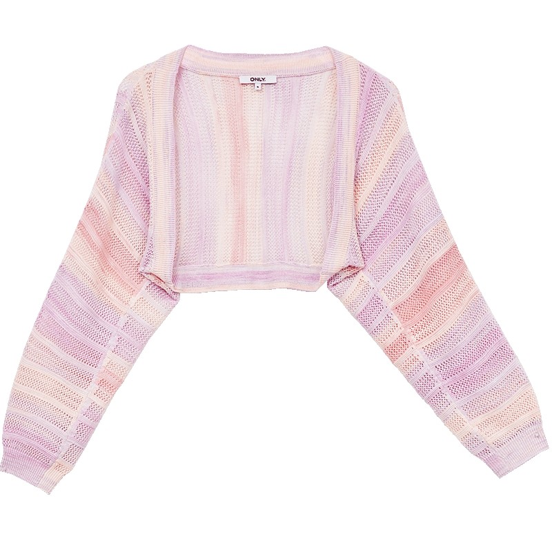 ONLY2026春季新款甜酷风镂空针织遮肉短款长袖开衫针织衫上衣女