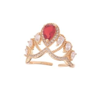 「圣殿之约」法式复古设计感轻奢闪耀高级感安可拉红酒红开口戒指