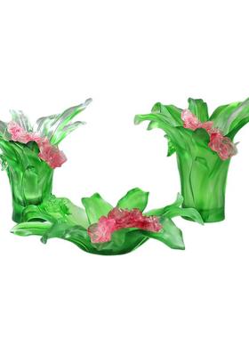 琉璃蝴蝶兰花瓶果盘室内装饰插花装饰摆件居家桌面摆放供具用品