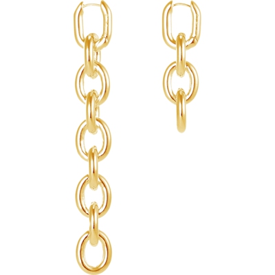 【折扣】NUMBERING 女黄铜镀16K金不对称链条耳环