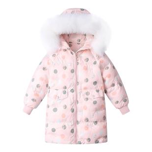 儿童羽绒服女童中长款韩版加厚2025新款洋气碎花宝宝学生外套冬季