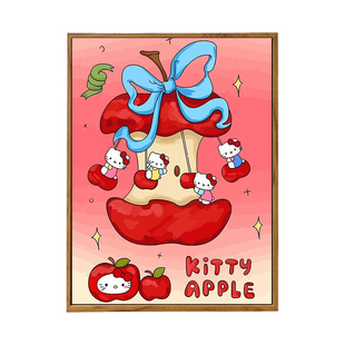 hellokitty-数字油画diy填充手工艺术品卡通可爱kt猫无聊解闷手绘