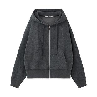 OMITI省略 休闲连帽卫衣外套女2026早春新款慵懒短款运动风上衣