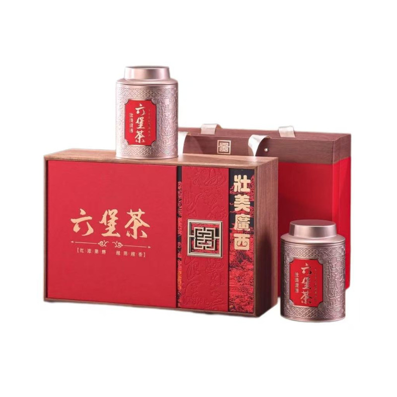 特级六堡茶槟榔香广西梧州金花特产老黑茶陈年散茶正宗高档礼盒装