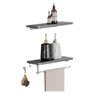 卫生间多功能双层不锈钢置物架浴室毛巾架免打孔厕所壁挂式收纳架