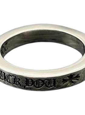 s925纯银克罗伈复古十字架窄版戒指男女十字花梵文叠戴指环对戒