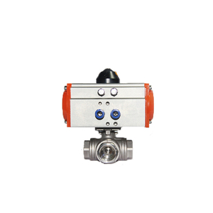 气动三通球阀不锈钢304耐高温腐蚀TL型换向丝口内螺纹分流开关6分