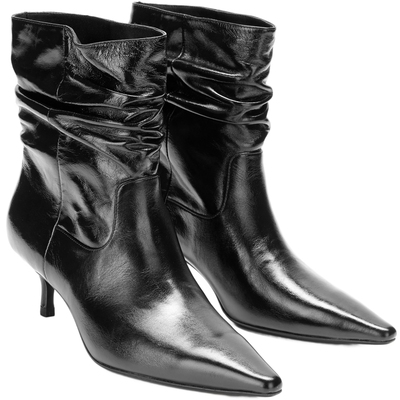 高跟尖头时尚黑色气质短靴