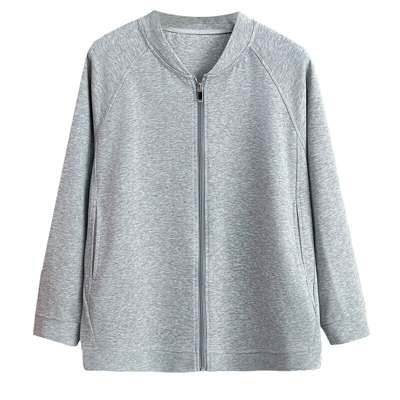 大码棒球服外套女200斤胖mm春装新款宽松拉链胖妹妹长袖卫衣夹克