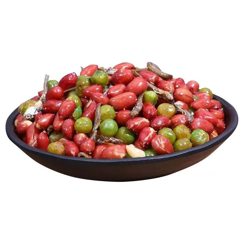 小鱼干红皮花生青豆混合零食