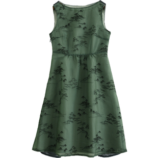 21CXC-138【晴柳含烟】前世今生复古温婉无袖一字领绣花连衣裙