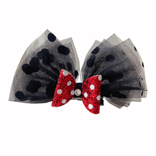 YCKIDS定制儿童发饰可爱米妮波点蝴蝶结发夹冰雪公主发卡边夹头花