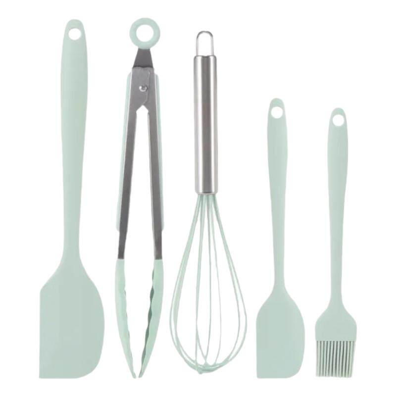 五件套食品级硅胶烘焙工具套装耐高温刮刀油刷打蛋器食品夹铲子