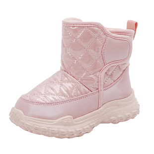 儿童冬季雪地靴男童2023新款加绒加厚鞋子女童大棉鞋东北防寒棉靴