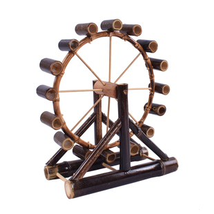 竹制品创意摆件复古怀旧水车模型玩具居家装饰桌面摆设竹制风车