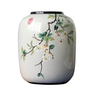 中式陶瓷花瓶摆件客厅玄关花艺居家水培创意简约圆形乔迁送礼花器