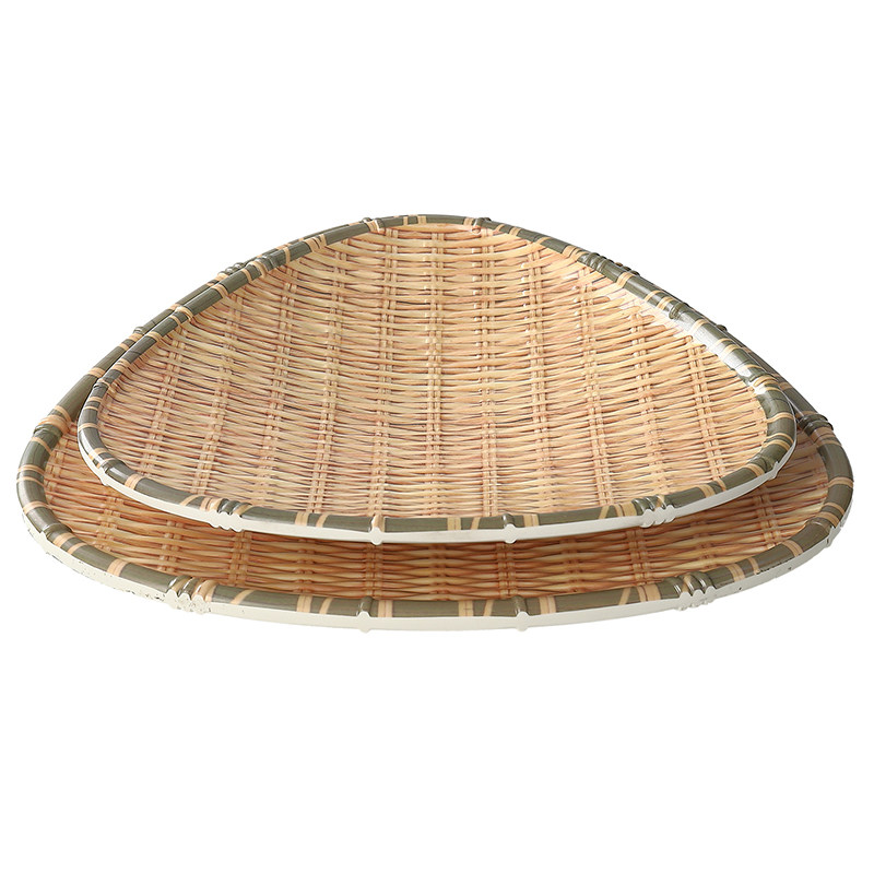 仿竹编密胺商用异形烧烤火锅盘