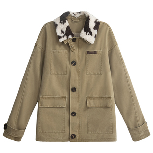 【25年冬】UNIFREEPLUS大码复古工装外套巴恩风宽松加棉夹克棉服